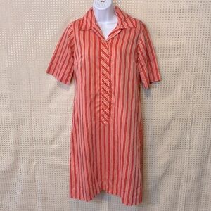 Vintage Country Miss Striped Button Down Collared Dress